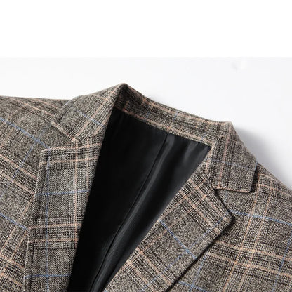 Man Blazer Fashion Striped Pocket Business Casual Male Outerwear Vintage Turn Down Collar Long Sleeve Versatile Men Suit Jacket