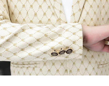 Korean Letter Print Men Blazers Brand 2024 Spring Casual Business Suit Jackets Slim Fit Street Wear Social Jacket Men Clothing