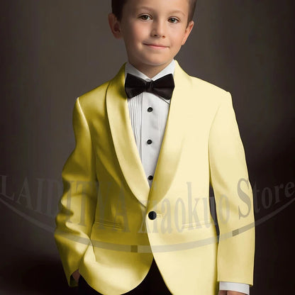 Chic Suits for Boy Cute Shawl Lapel One Button Blazer with Pants Party Costume Wedding Tuxedos 2 Piece Fashion Kids Clothes