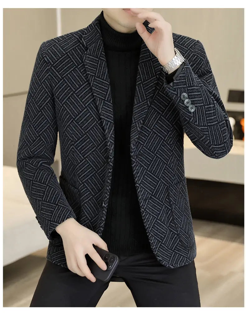 Blazer Autumn and Winter Men's Fashion Outdoor Travel Youth Wedding Slimming Casual Formal Wear with Cotton Warmth Blazer  2025