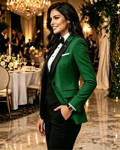 Elegant Women's Suits 3 Pieces Tailor Made Wedding Outfits Party Wear Dinner Paintsuit (Blazer+Vest+Pants)