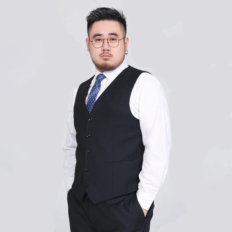 Men's Suit Vest Plus Size Single-Breasted Waistcoat Black Smart Casual Wedding Business