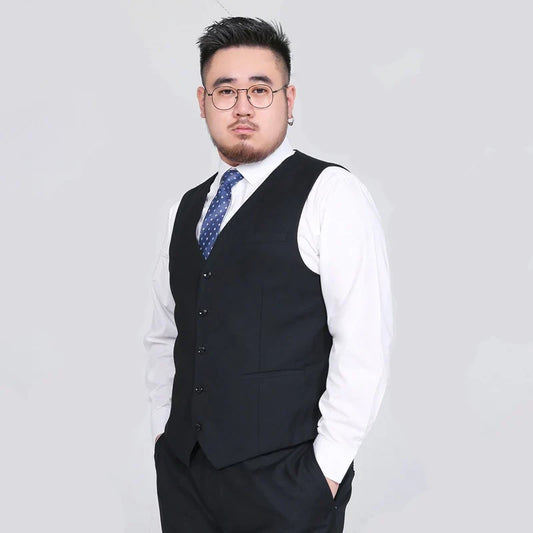 Men's Suit Vest Plus Size Single-Breasted Waistcoat Black Smart Casual Wedding Business