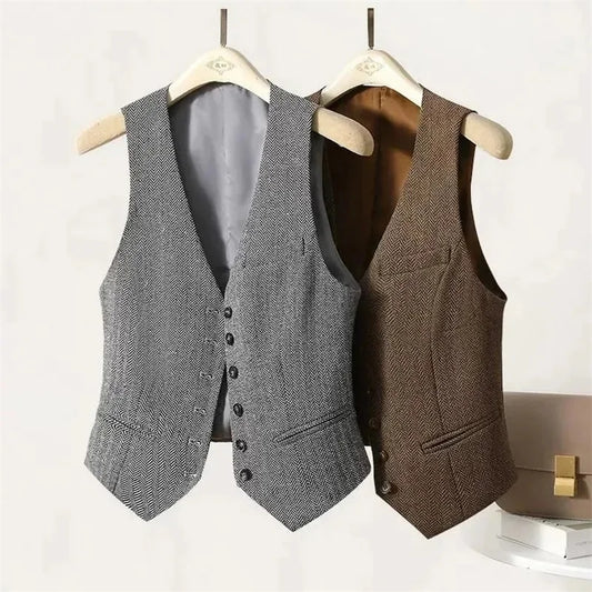 2025 New Spring Summer Short Blazer Vest Women Single Breasted Office Vest Coat Thin Short Vest Waistcoat Female Outerwear