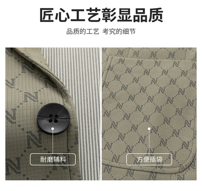Blazer Outdoor Men's Casual Fashionable Sporty Slimming Letter Trendy British Style Versatile Business Gentleman Wedding Blazer