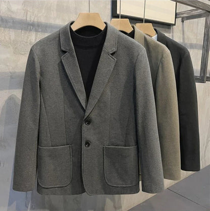 Elegant Single Breasted Coats Tweed Man Suits and Blazers Original Jacket for Men Spring Clothes Korean Style Casual Menswear
