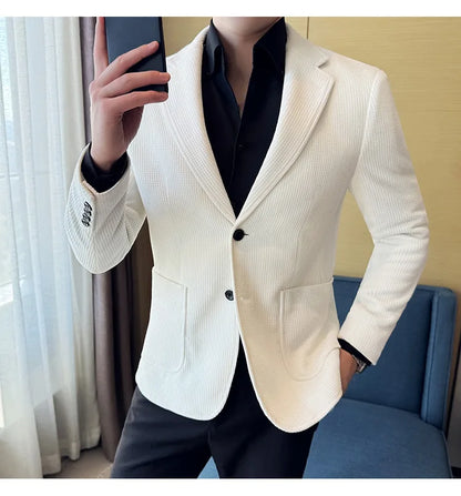 Autumn Winter New Chenille Velvet Suit Jacket Men's Casual Business Fashion Formal Party Coats  Tailcoat Men's Clothing 4XL-M