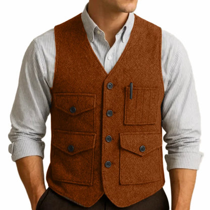 Men's Formal Vest Single Breasted Waistcoat for Wedding and Business