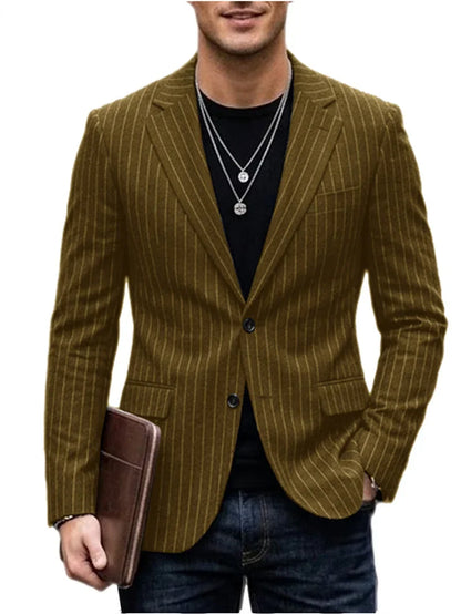 Men's Striped Blazer Casual Slim Fit Suit Jacket 2026 New Business Casual Single Breasted Blazer for Men Office Wedding Party Co