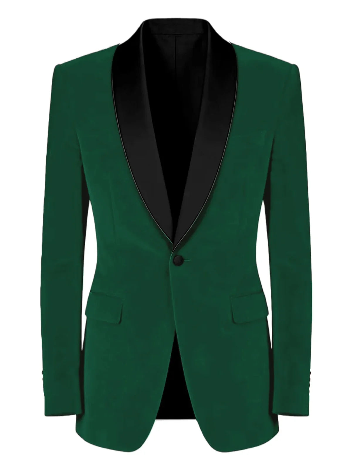 Men's Velvet Tuxedo Blazer Black Trim Shawl Lapel Slim Fit 1-Button Flap Pockets Suit Jacket Formal Wedding Party Sport Coats
