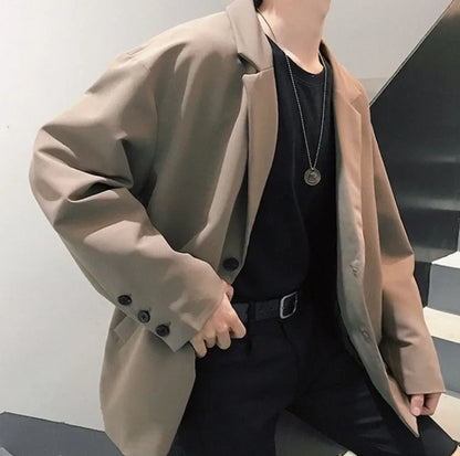 Men's Spring Korean Style Retro Blazer Ins Trendy Hong Kong Style Cool Jacket Viral Vintage Casual Suit Outerwear New