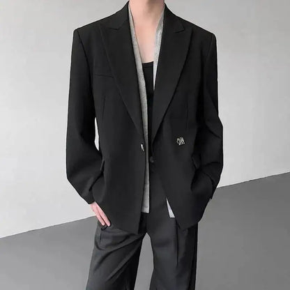 Metal Placket 2025 Buckle New Casual Blazer Fashion Jacket Men's Original Elegant Korean Handsome Jacket Original JY7386