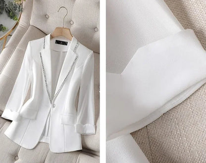 Over Glitter Diamond Female Coats and Jackets Black Long Sequin Jacket Dress Outerwear White Clothing Women's Blazers New In