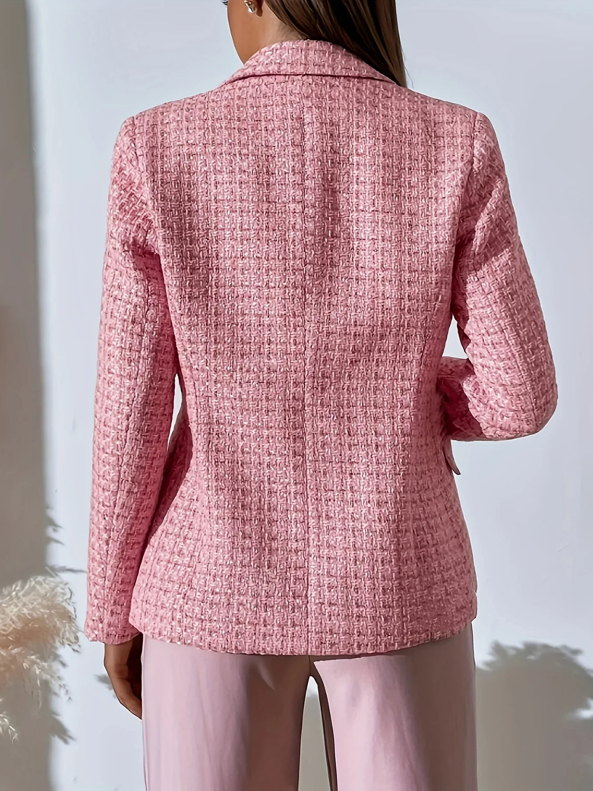 New Plaid Print Double-Breasted Suit Jacket Workwear Stylish Checkered Patterned Formal Outerwear for Professional Settings