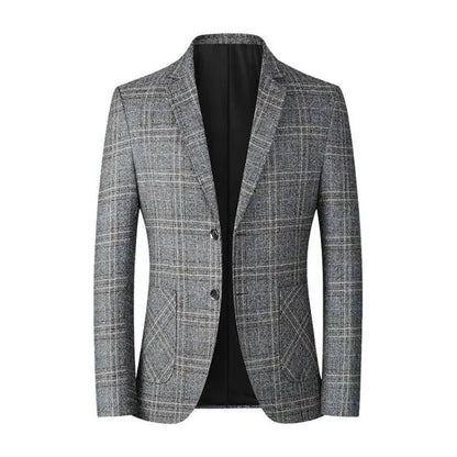 2026 Spring Autumn New Men's Business Casual Plaid Blazer Wrinkle-Free Suit Jacket Youth Single Suit Outerwear Spring Wear