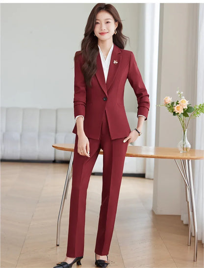 2026 Professional Womens Autumn and Winter New Two-Piece Long-Sleeved Suit + Trousers. Fashion Boutique Suit
