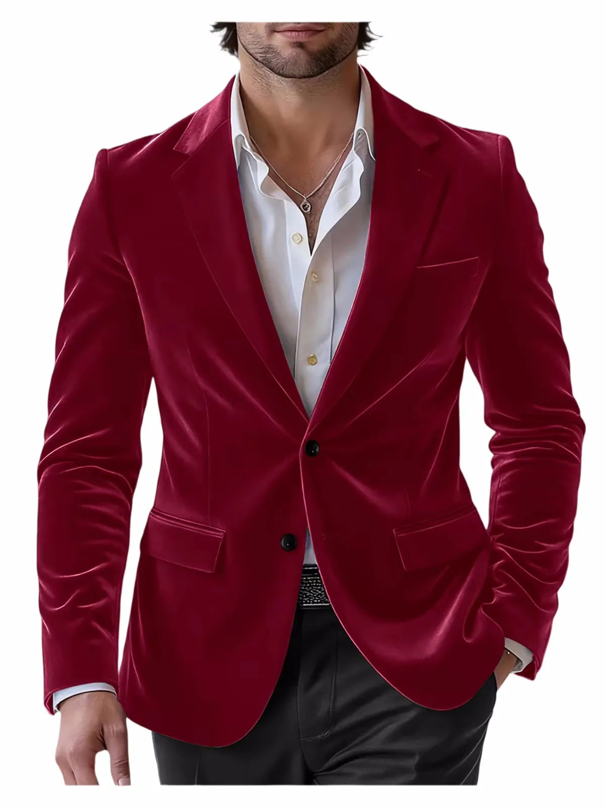 Men's Velvet Blazer Single Breasted Slim Coat Tailored Business Casual Groom's Jacket Fit Work Date Party Wedding Daily Wear