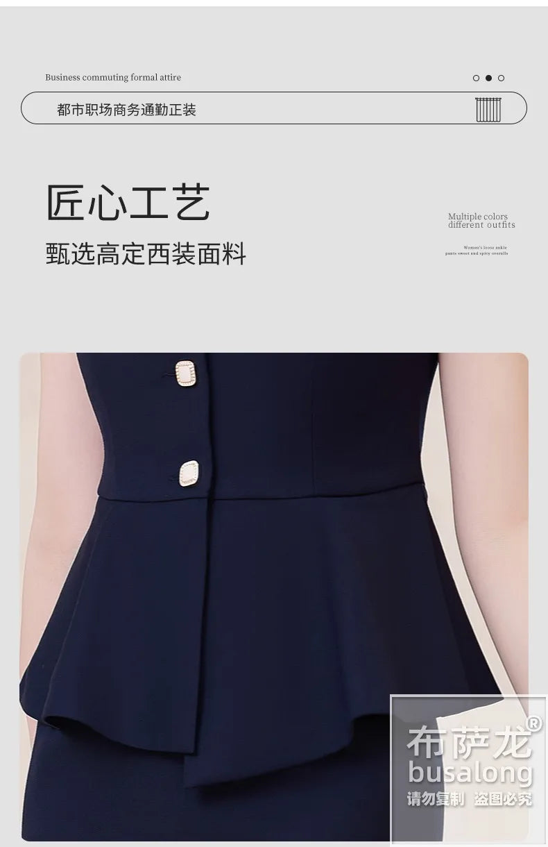 Short Sleeve Suit Professional Set Summer Hotel Management Front Desk Reception Manager Workwear Waiter Uniform Formal Wear