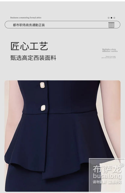 Short Sleeve Suit Professional Set Summer Hotel Management Front Desk Reception Manager Workwear Waiter Uniform Formal Wear