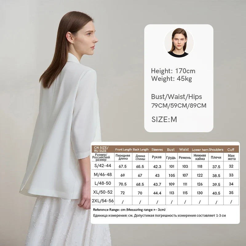 Minimalist Women's Blazer Mujer 2025 Autumn New Solid Loose Seven-quarter Sleeve Lapel Button Commuter Suit Jacket 12512019