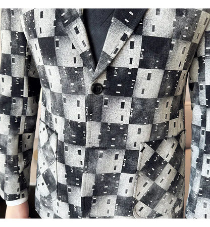 New High Qualitys Denim Jacquard Suit Jacket Men Slim Fit Business Social Formal Social Suit Coats Tailcoats Men Clothes 4XL-M