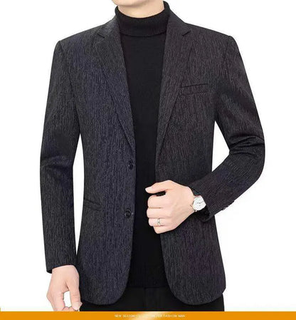 Men's Smart Casual Blazer Single Breasted Spring Autumn Jacket Black Dark Blue