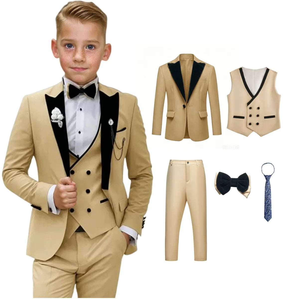 Boys Suit Set 3-Piece Formal Outfit for Kids Wedding Birthday Party Ages 3T–14T