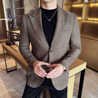 Men's Blazer Single Breasted Slim Fit Korean Style Casual Suit Jacket