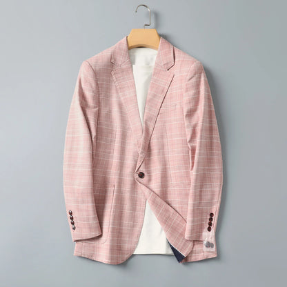 2025 Autumn Casual Business Suit Jacket for Men Slim Fit Plaid Social Office Blazers Men Wedding Groon Dress Coats Men Clothing