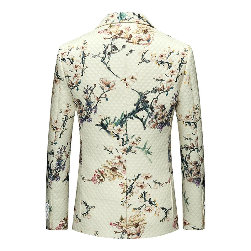 Men's Slim Fit Business Casual Blazer 2025 Stylish Print Boutique Hombre Costume De Luxe Fashionable Men's Suit Blazer