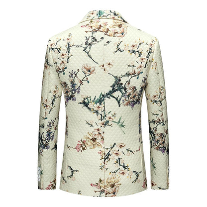 Men's Slim Fit Business Casual Blazer 2025 Stylish Print Boutique Hombre Costume De Luxe Fashionable Men's Suit Blazer