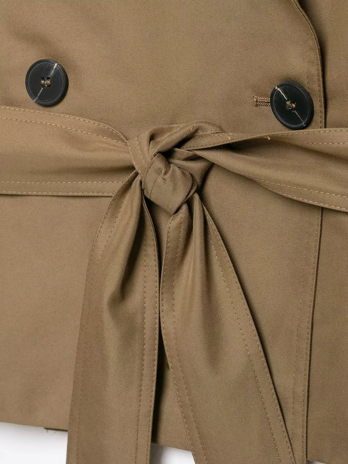 New Slim Fit Cropped Sleeveless Trench Vest Women Khaki Lapel Double Breasted Self Tie Belt Waist Cinching Street Outer Top