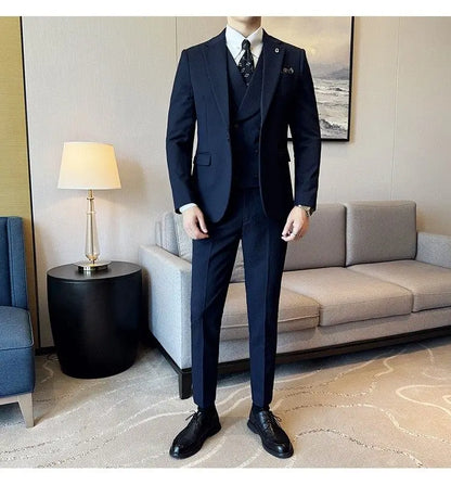 Men's Slim Fit 2-Piece Suit – Striped Single-Breasted Blazer and Trousers for Wedding, Business & Formal Wear