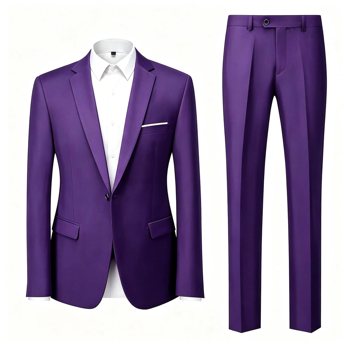 Men's Suit Set Wedding Elegant High Quality Blazer Pants Slim Fit Wrinkle Resistant Business Formal Breathable Durable
