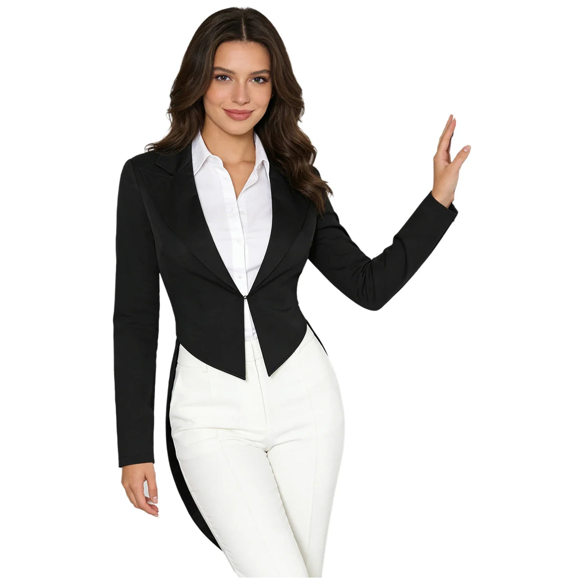 Womens Tailcoat Blazer Vintage Swallowtail Jacket Lapel Tuxedo Coat Outerwear for Nightclub Cocktails Waitress Cosplay Costume
