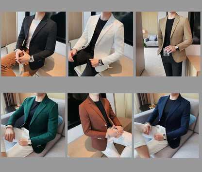 2025 Spring New Waffle Suit Coats Men Slim Fit Business Casual Blazer Jacket Homme Formal Groom Prom Wedding Tuxedo 4XL-M
