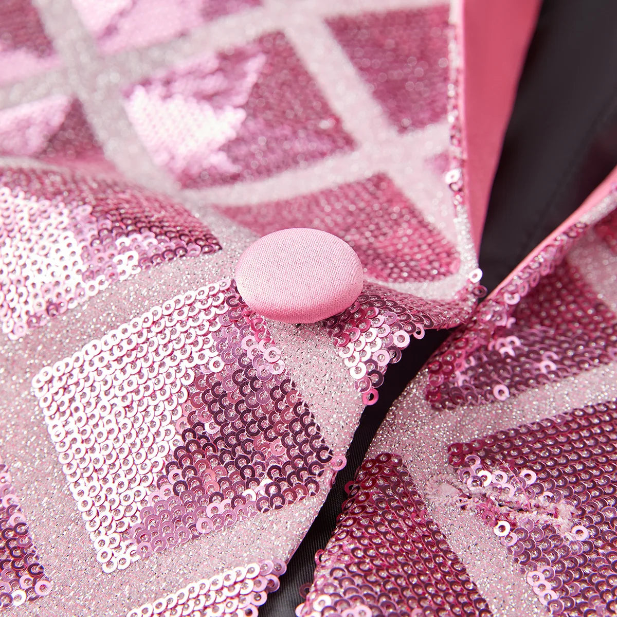 Fashion Men's Wedding Banquet Prom Evening Party Suit Jacket Pink Red Sequins Single Button Slim Tuxedo Blazers for Singer Host