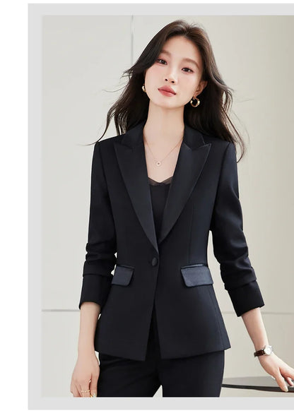 Elegant Chic Business Trousers Blazer Suits Women Autumn New 2026 Commuter Jackets and Pants Sets 2 Piece Outfit Black