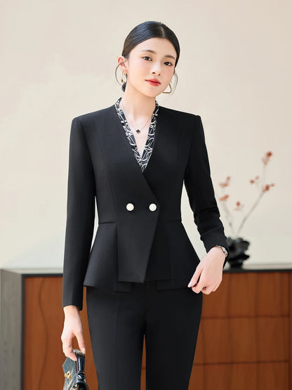 Fashionable professional women's two-piece pant+blazers. Slim fit, elegant  comfortable. 2025 autumn winter new styles