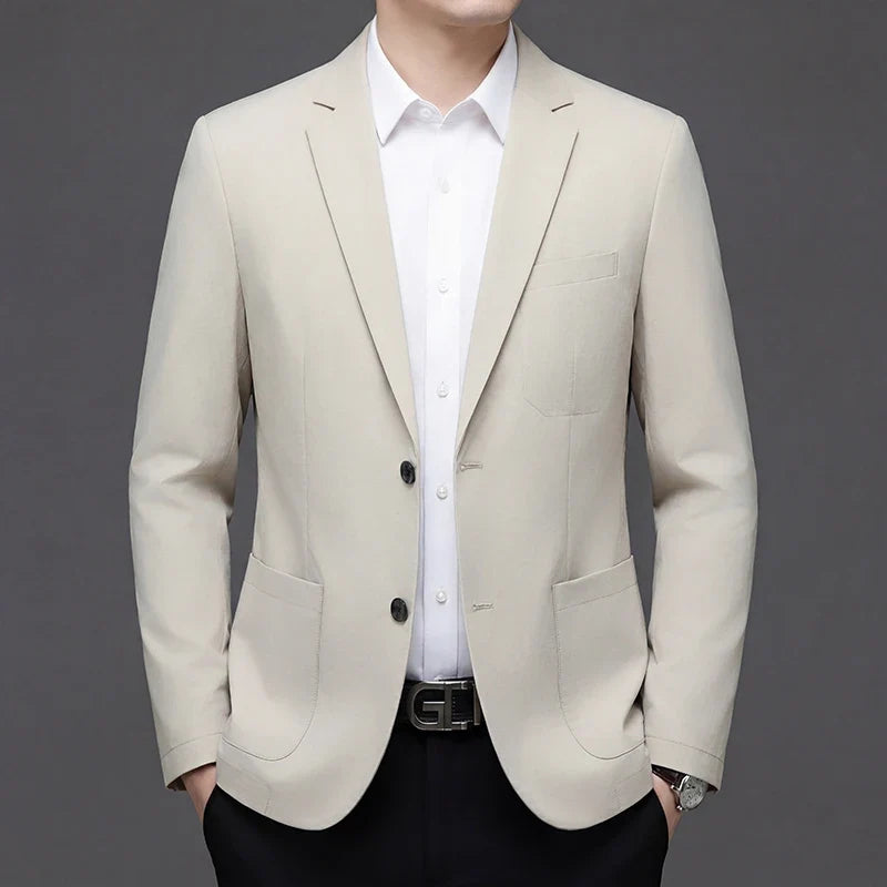 Men's Smart Casual Single-Breasted Collarless Blazer for Spring and Autumn