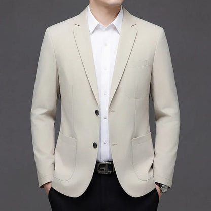 Men's Smart Casual Single-Breasted Collarless Blazer for Spring and Autumn