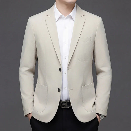 Men's Smart Casual Single-Breasted Collarless Blazer for Spring and Autumn