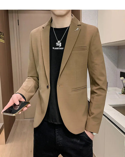 Blazer Outdoor Men's Velvet Fashion Business Korean-style Travel Wedding Solid Color Slimming Casual High Formal Wear Blazer