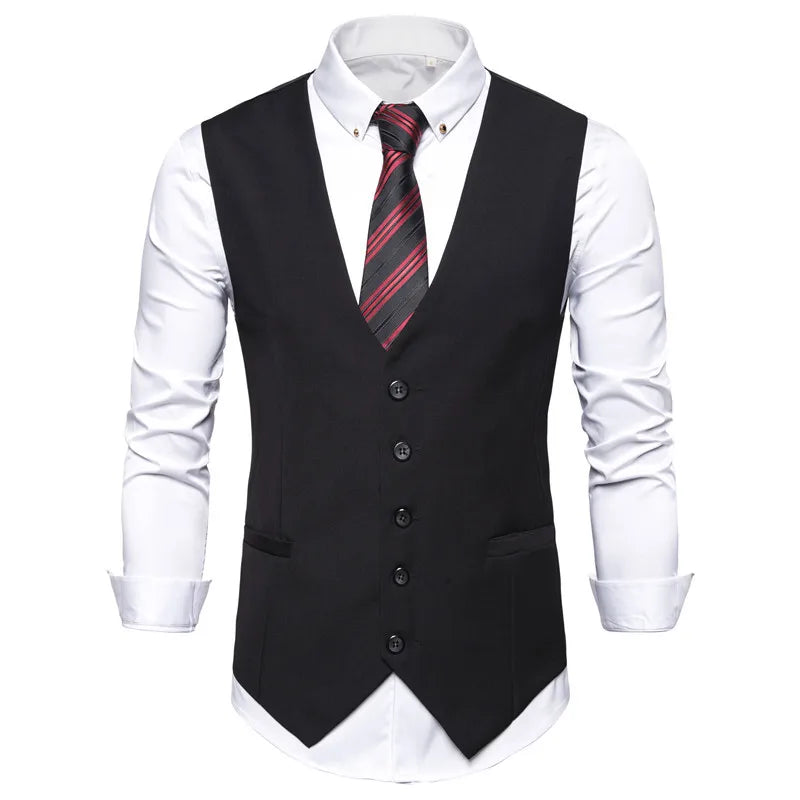 Men's Single Breasted Vest – Slim Fit Formal Waistcoat for Business & Weddings | Grey, Navy Blue, Black | Plus Size up to 7XL