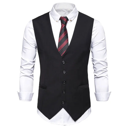 Men's Single Breasted Vest – Slim Fit Formal Waistcoat for Business & Weddings | Grey, Navy Blue, Black | Plus Size up to 7XL