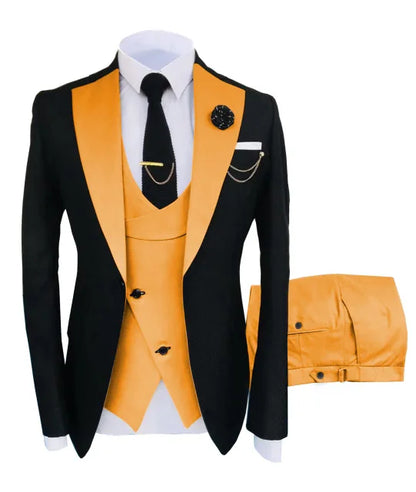 Slim Fit Men Wedding Suits Slim Fit Business Suits Groom Black Tuxedos for Formal Wedding Suits Jacket Pant Vest 3 Pieces