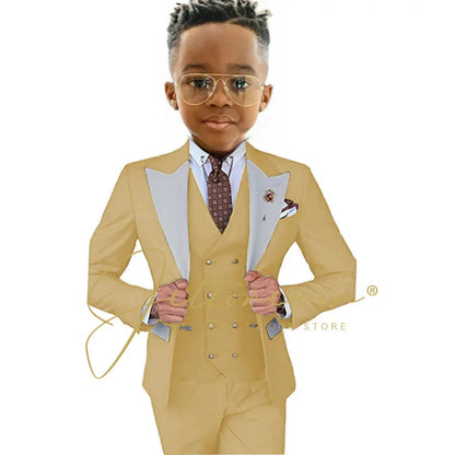 Suits For Boy Jacket Vest Pants 3 Pieces Dark Green Birthday Costume Flower Boys Formal Party Suit Kids Wedding Suit Tuxedo