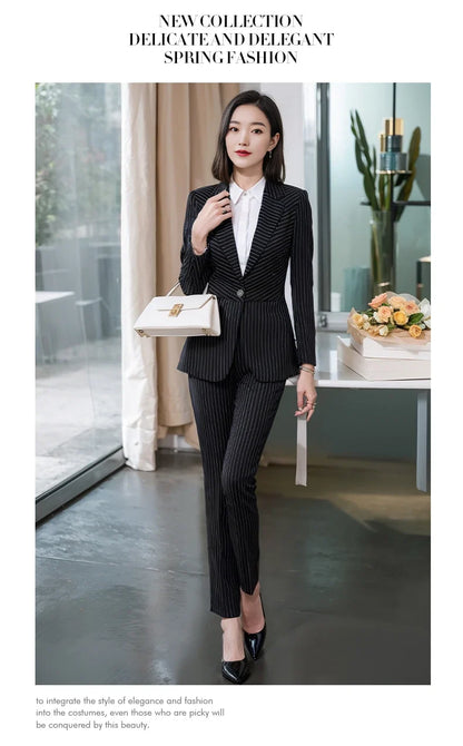 Striped Fashion Women's Suit Set, High Quality Two-Piece Pants + Suit Jacket. New spring/summer 2026