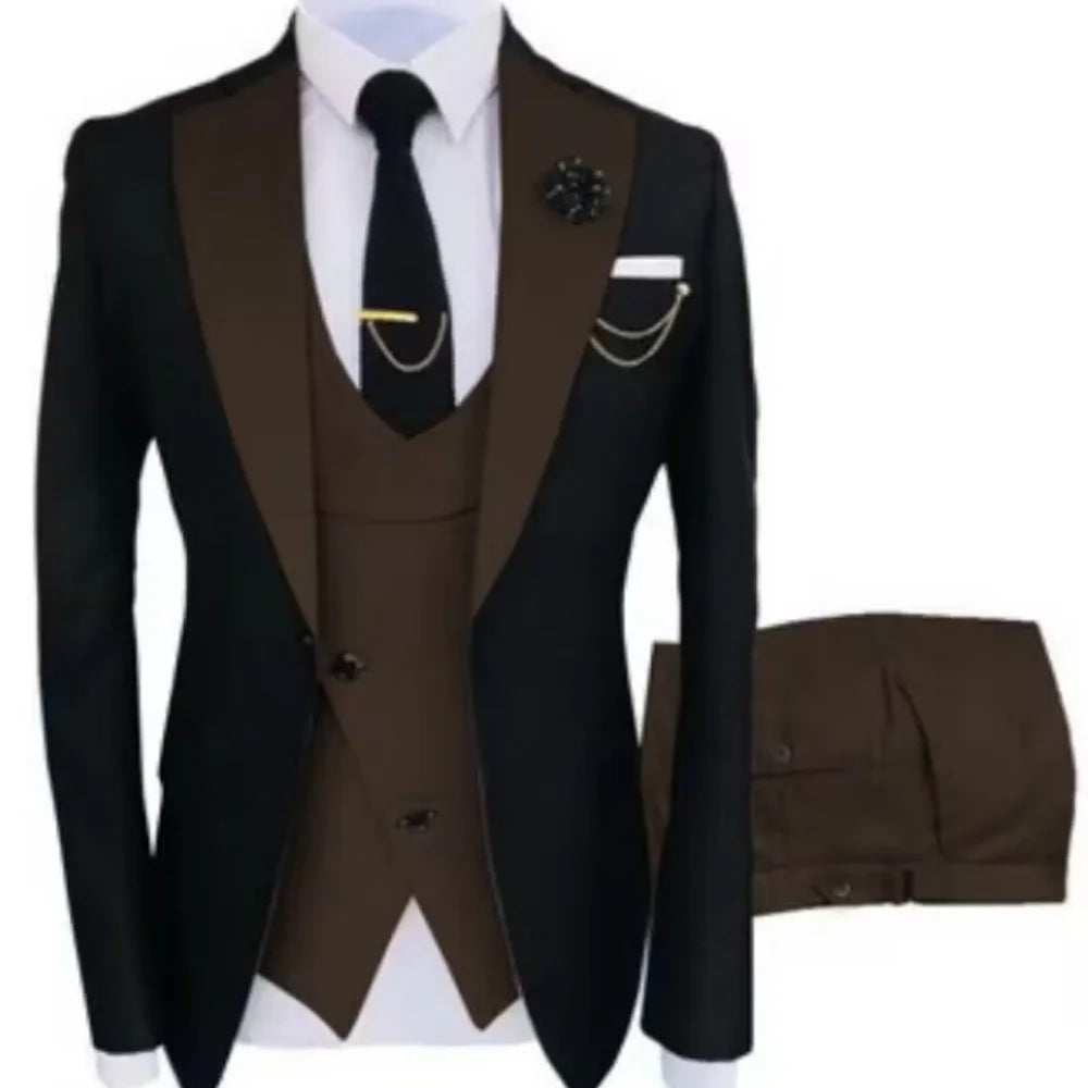 3-Piece Slim Fit Men's Suit Set for Wedding, Prom & Formal Occasions