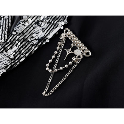 Women's Black Gothic Emo Blazer Jacket Harajuku 2000s Vestes Femme Outerwear Vintage Long Sleeve Sequins Suit Coat Clothing 2025